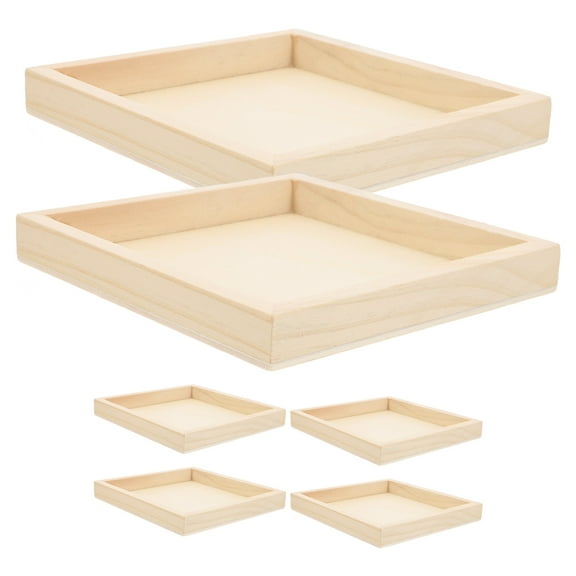 OUNONA Hexagonal Trays Small Wood Unfinished for Toy Storing in Home Exhibition 6Pcs
