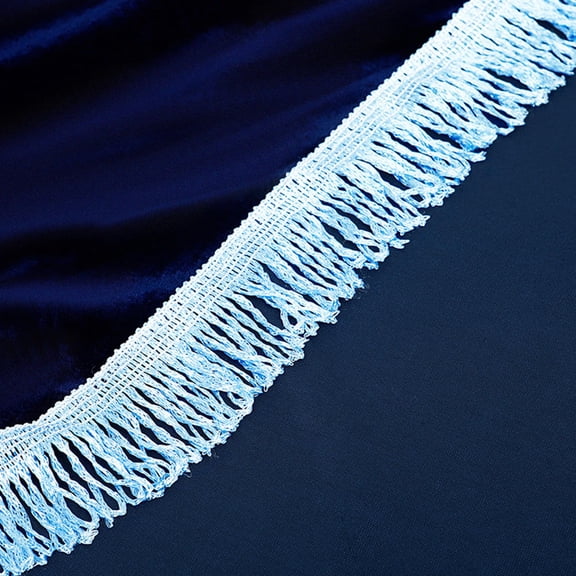 OUNONA High End Blue Piano Top Cover with Artistic Tassel Edge and Scratch Resistant Fabric