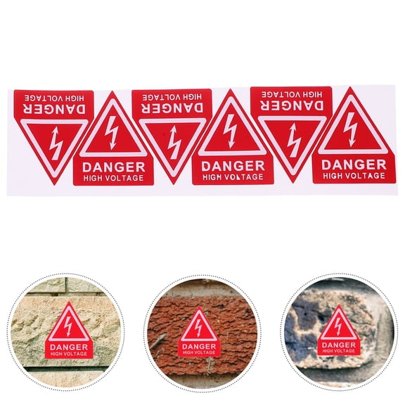 Tineasur 6Pcs Red Electrical Panel Warning Signs Adhesive High Voltage Equipment Safety Labels for Outdoor