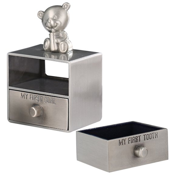 OUNONA Holder Desktop Storage Box Delicate Ornament Child Baby 7.7X5X4.2CM Silver
