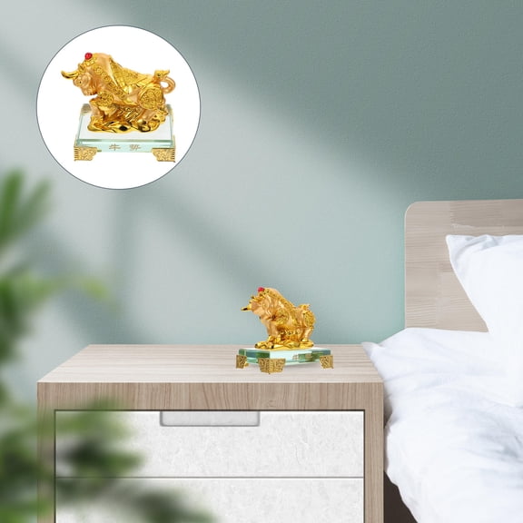 FOLOYORI 1Pc Golden Resin Shui Statue Decor for Home Living Room Desktop Ornament
