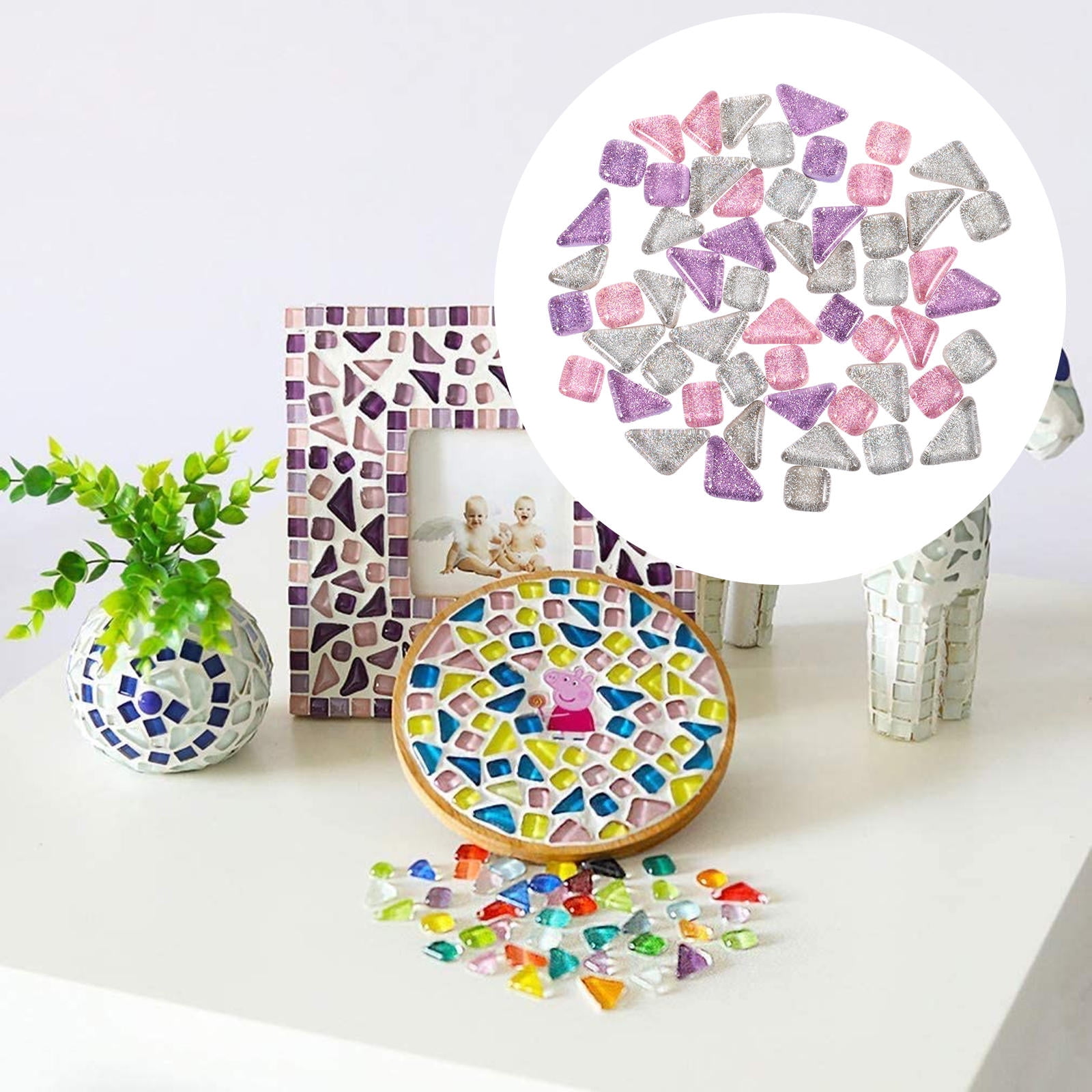 OUNONA Home Decoration Crystal Particles Irregular Tiles Child