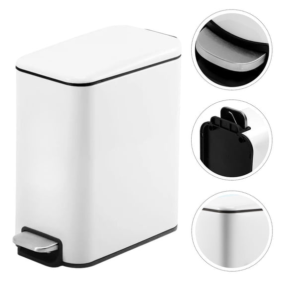 OUNONA Household Garbage Can Foot Pedal Trash Bucket Convenient Rubbish Bin Home Accessory