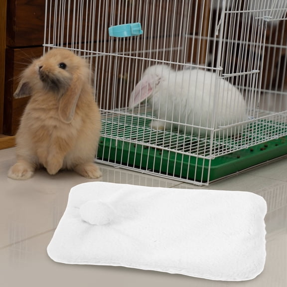 OUNONA White Cotton Bunny Pen Mat Warm Cozy Nonslip Soft Bed for Small Animal Cage