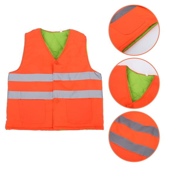 OUNONA High Visibility Safety Vest with Bright Reflective Strips for Construction, Road Work, Outdoor Winter Use and Industrial Safety