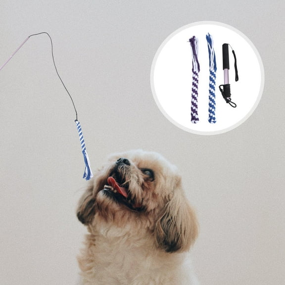 OUNONA Interactive Dog Toys Extendable Flirt Pole Funny Chasing and Exerciser for Pets 1 Set Rosy Golden Size L