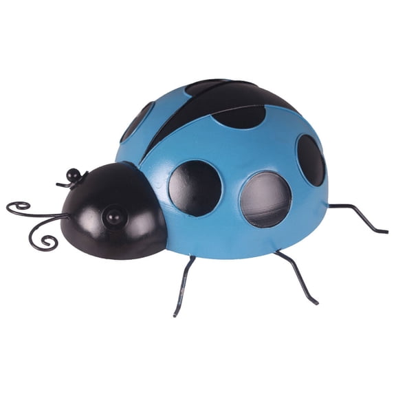 OUNONA 1Set Metal Ladybug Sculptures Blue Homeowners Garden Decoration Ladybug Adornment