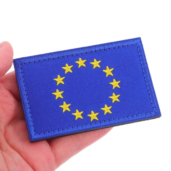 OUNONA EU Flag Iron-On Patch Set, Nylon Decorative Badge for Clothing, Apparel, Bags, and Accessories
