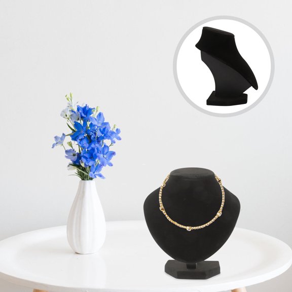 OUNONA Jewelry Bust Display Stand in Black Velvet Protects Necklaces from Damage and Adds Elegance
