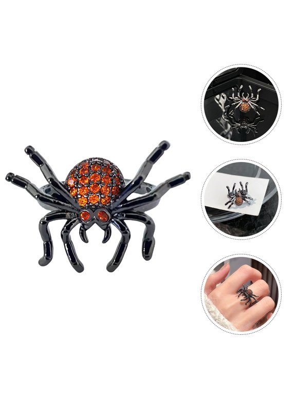Jumping Spider Ring Adjustable Zinc Alloy Rhinestone Open Ring