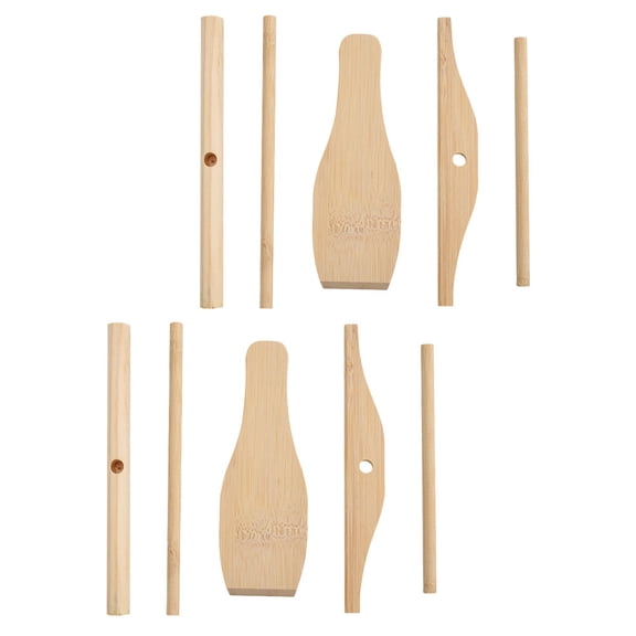 OUNONA Khaki Bamboo Pancake Scraper for Home Use Synthetic Material Easy to Operate Set of 2