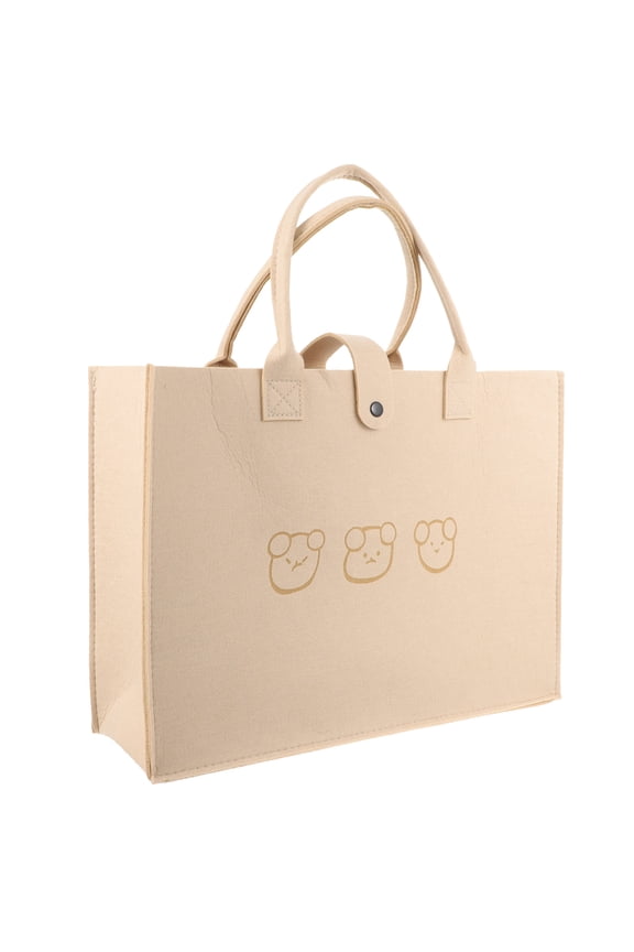 Khaki Felt MultiFunction Storage Tote Bag Durable Large Capacity Reusable Handbag for Shopping and Camping