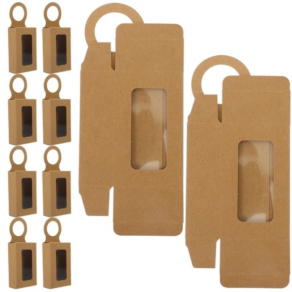 NUOLUX Khaki Storage Case with Window Durable PVC Cardboard Wine Bottle Hanger Box for Storage 25pcs