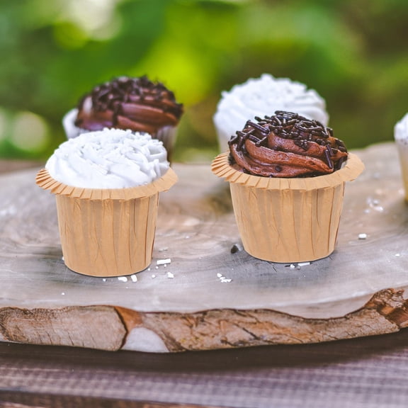 OUNONA Khaki Paper Muffin Cups Oilproof and Heatresistant for Kitchen Use 30pcs