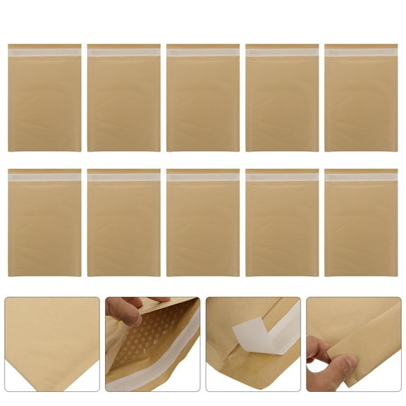 OUNONA Khaki Self Sealing Shipping Envelopes Eco Friendly Bubble Mailers for Storage Use 30pcs
