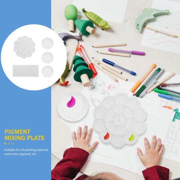 OUNONA 1 Set White Plastic Color Mixer Plate for Art Accessory Portable and Space Saving