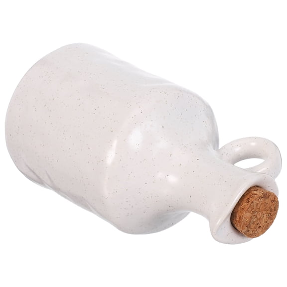 OUNONA White Ceramic Olive Oil Bottle Dispenser with Sealed Pourer for Kitchen Condiments