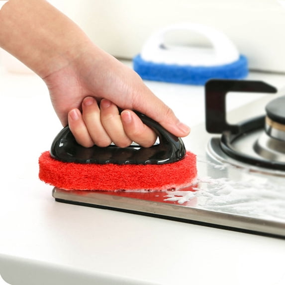 OUNONA Kitchen Cleaning Brush with Handle Home Bathroom Strong Decontamination Scrub (Blue)