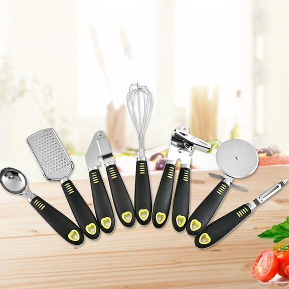 OUNONA Kitchen Utensils Set with Stainless Steel and PP Material for Easy Cleaning and Comfortable Grip 7 Pieces Assorted Color