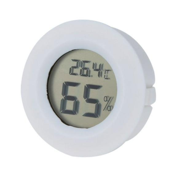 OUNONA LCD Round Shape Mini Humidity Temperature Meter Hygrometer Room Indoor Thermometer(White)