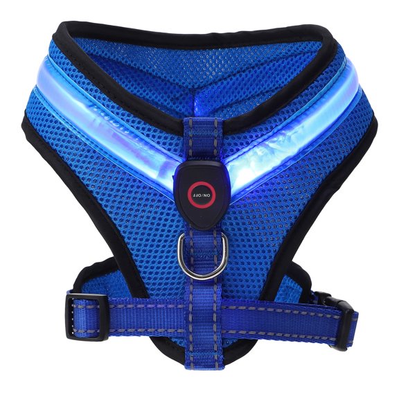 OUNONA Blue Nylon USB Charging Luminous Dog Vest for Pet Comfortable and Fashionable Size 1.0