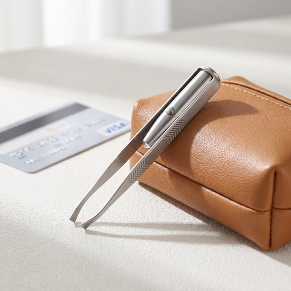 OUNONA LED Light Eyelash Tweezers with Convenient Push Button and Compact Design