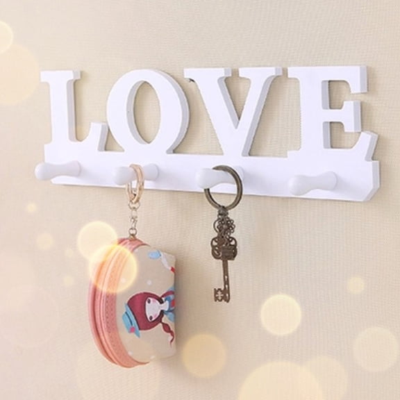 OUNONA LOVE Wall Hook for Home Decoration White Resin Key Hanger Perfect for Hats Coats and Accessories