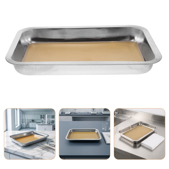 OUNONA Lab Grade Stainless Steel Dissecting Pan with Wax for Classroom Science Use
