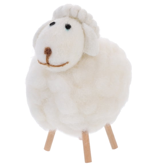 OUNONA Wool Felt Lamb Decorative Statue for Living Room, Cute Animal Figurine Home Decor, 1 Piece