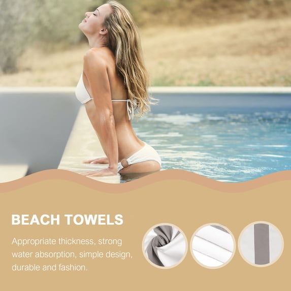 OUNONA Large Grey Quick-Dry Polyester Beach Towel for , Highly Absorbent and Lightweight with Stylish Design