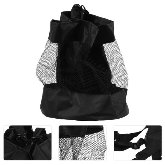OUNONA Soccer Storage Bag Volleyball Bag Black Cotton Linen Backpack Design 1Pack