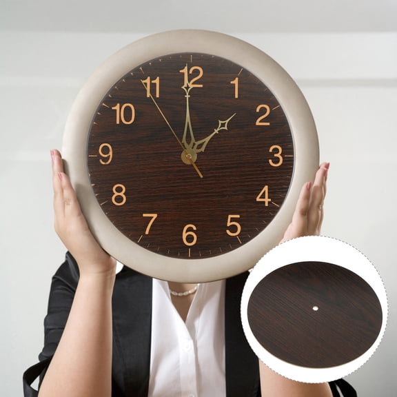 OUNONA Dark Brown Wooden Dial Plate for Clock Replacement with Wood Grain Pattern for DIY