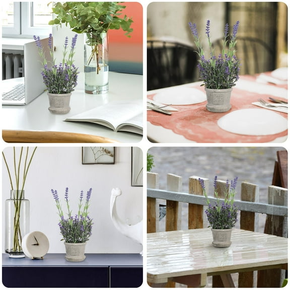 OUNONA Fake Lavender Flowers in Pots with Lifelong Natural Look for Room and Office