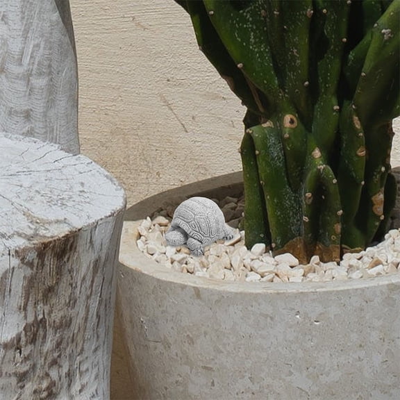 BALAHAPY Grey Sandstone Turtle Statue for Decor Lifelike Simulation Animal Model