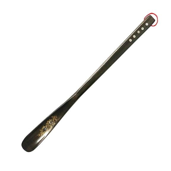 Long Handle Shoe Horn Tool for Shoes Use Black Plastic Durable with Hanging Strap 17.7 Inches