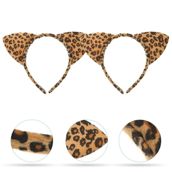 OUNONA Leopard Print Hair Headbands for Women, Animal Print Flannel Hair Hoops in Color