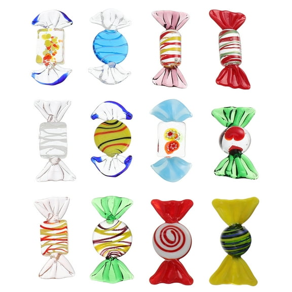 FAVOMOTO 12pcs Artificial Lifelike Glass Candy Figurines Colorful Candy Sweets Craft Statue for Wedding Birthday Valentine’s Day Decor