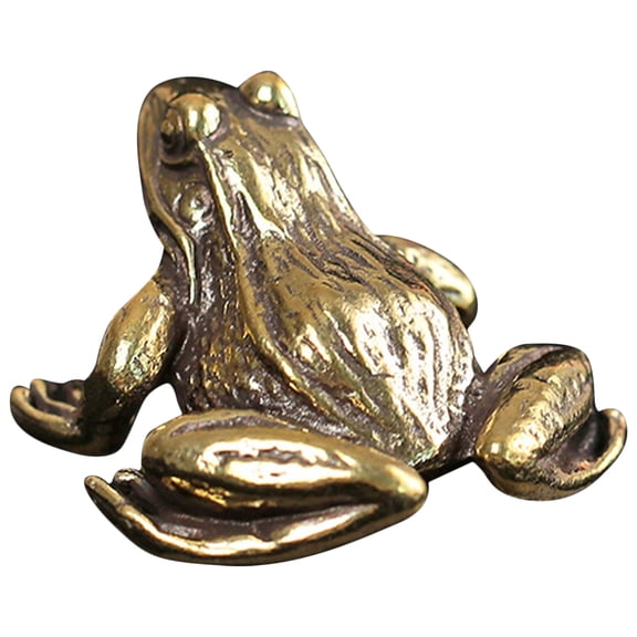 OUNONA Lifelike Golden Brass Frog Ornament for Home and Garden Decorative Use