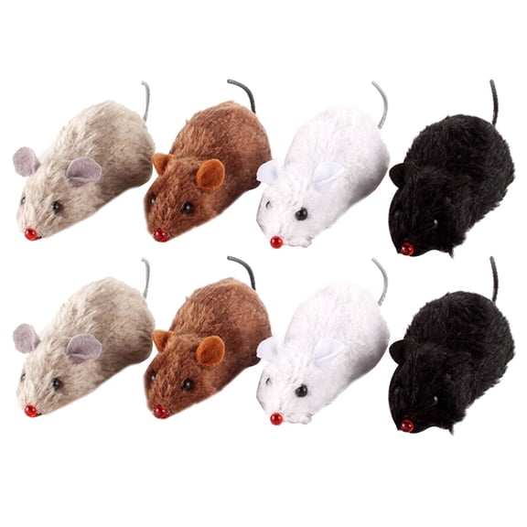 OUNONA Lifelike Plush Mouse Clockwork Toys, Adorable Wind-Up Pet Models, Random Colors Included