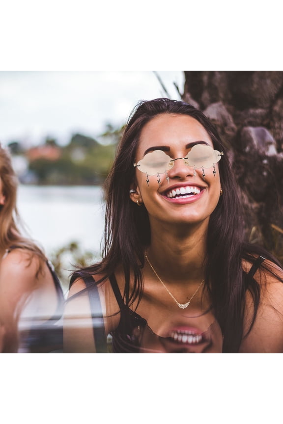 Light Brown Cloud Glasses Frameless Sunglasses Unique Rimless Design for Festivals and Photo Props