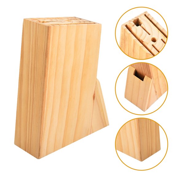 OUNONA Light Brown Wooden Kitchen Cutter Holder Stand with Multi-Slot Design for Organizing Home Kitchen Essentials
