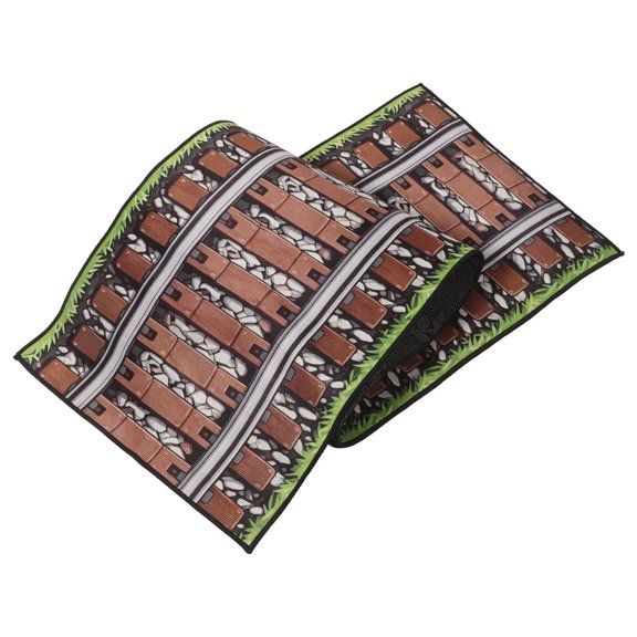 OUNONA Light Brown Polyester Railroad Track Floor Runner Rug for Hallway and Party Decor