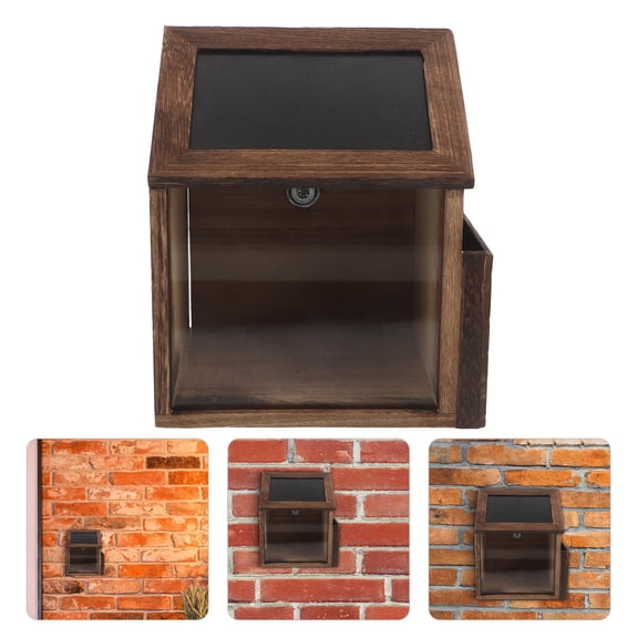 OUNONA Light Brown Wooden Prayer Request Box with Lock for Secure Donation and Feedback