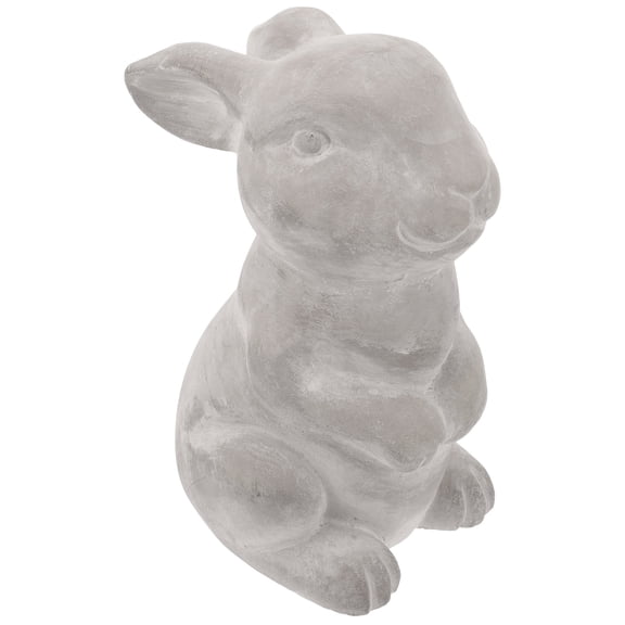 OUNONA Light Grey Cement Rabbit Statue with Unique European Design for Durable Garden and Pond Decoration