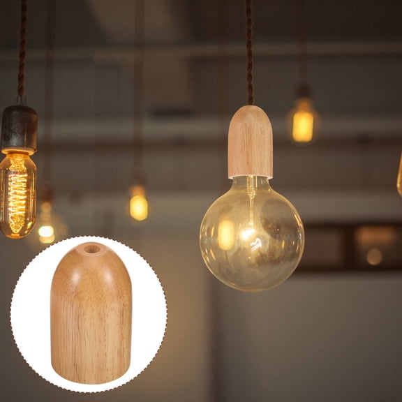 OUNONA  Lighting Solid Wood Lamp Cup Styles Broken Holder