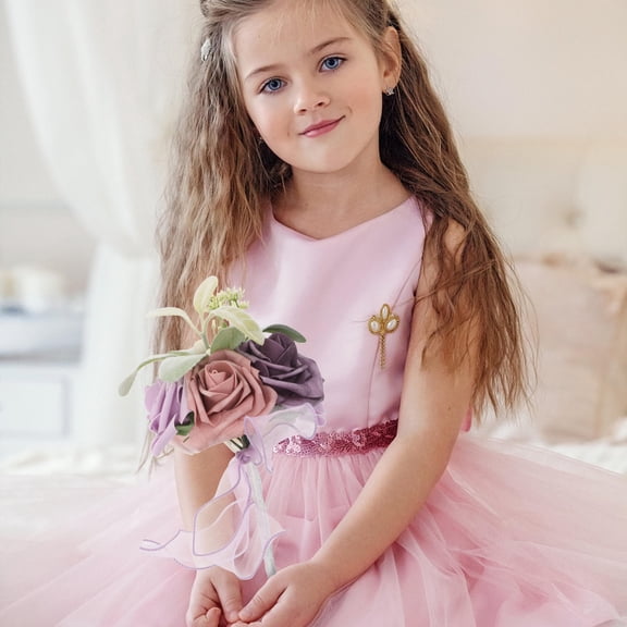 OUNONA Lightweight Lavender Artificial Rose Bouquet for Wedding Decoration and Bridesmaid Use