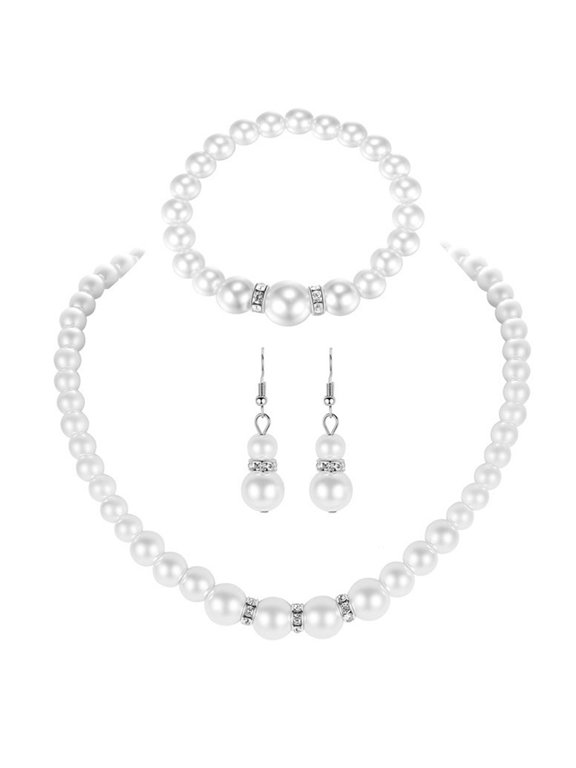 Lightweight Necklace Bracelet Earrings Set for Bride 1 Set