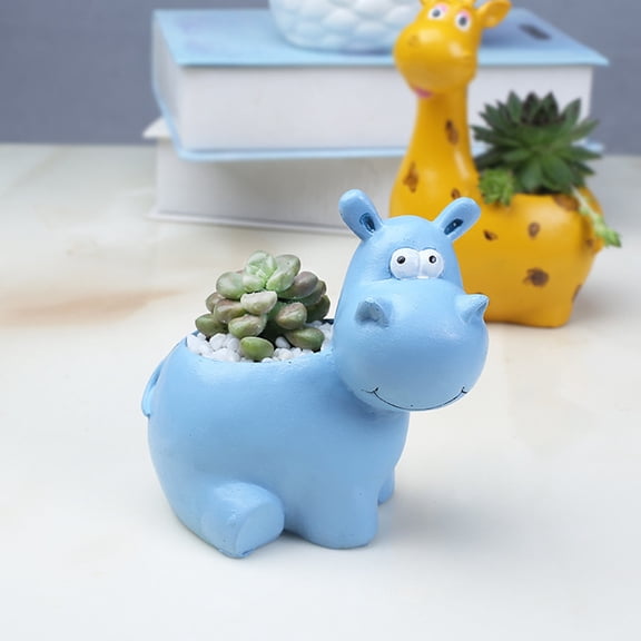 OUNONA Lightweight Resin Giraffe Shaped Animal Planter Pot for Office Desk, Balcony, Indoor and Outdoor Decor