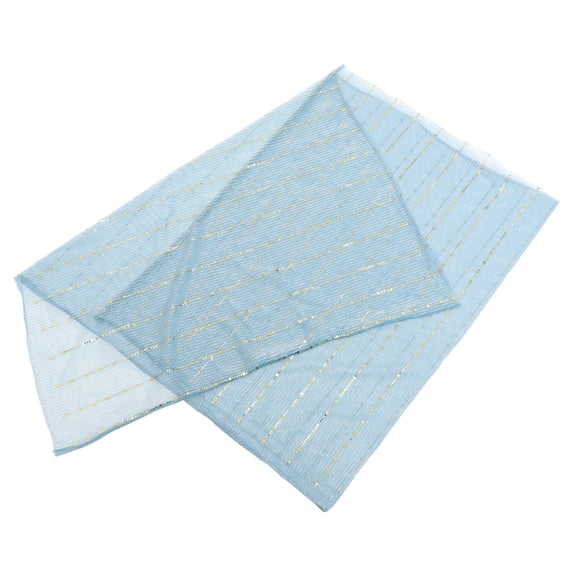 OUNONA Lightweight Sky Blue Striped Glitter Scarf Polyester Long Shawl for Formal Evening Dresses