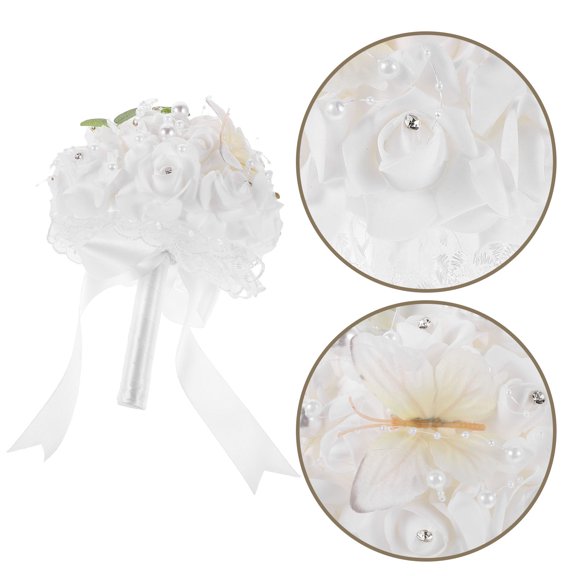 OUNONA Fake Flowers Wedding Bouquet Elegant Design for Bridal Group Outdoor Event 1Pcs